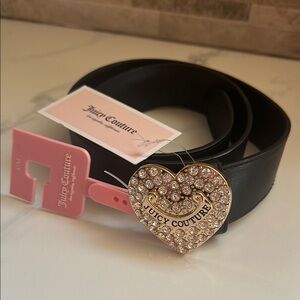 Juicy Couture Black Belt with Gold Heart Buckle